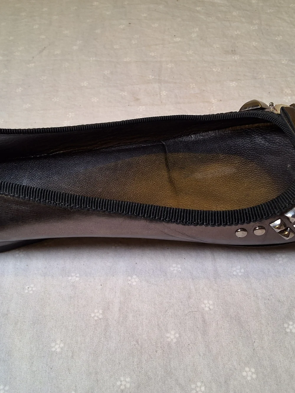 Prada Black Embellished Leather Ballet Flats with Crystal Accents